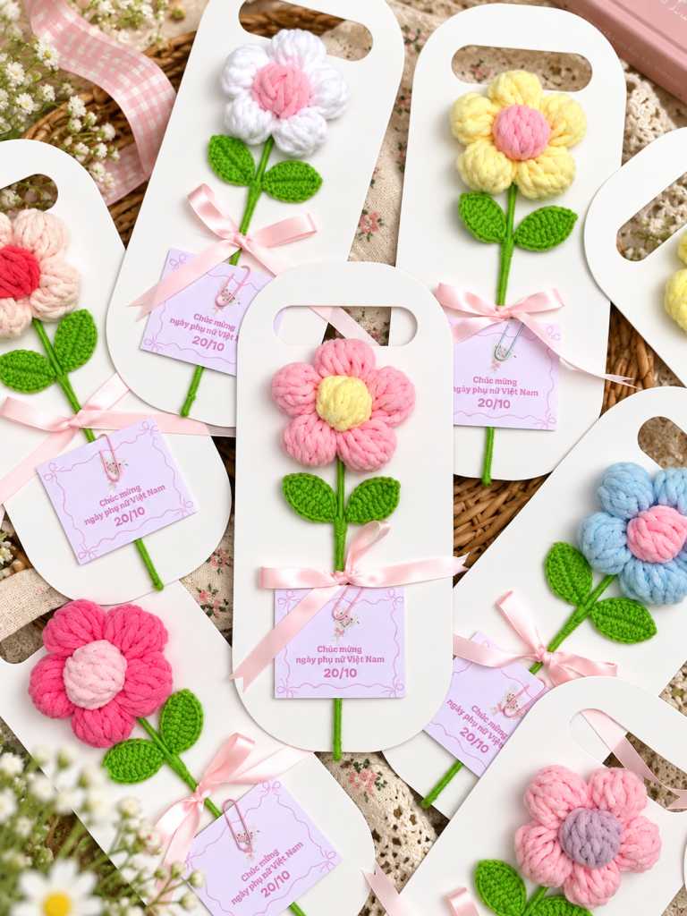 Hướng dẫn làm hoa len handmade cơ bản với mẫu hoa năm cánh