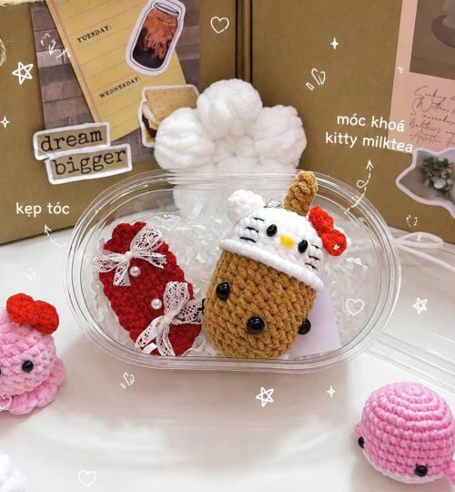 Móc khoá len handmade hình thú tại Tiệm Nhà Kem Đà Nẵng