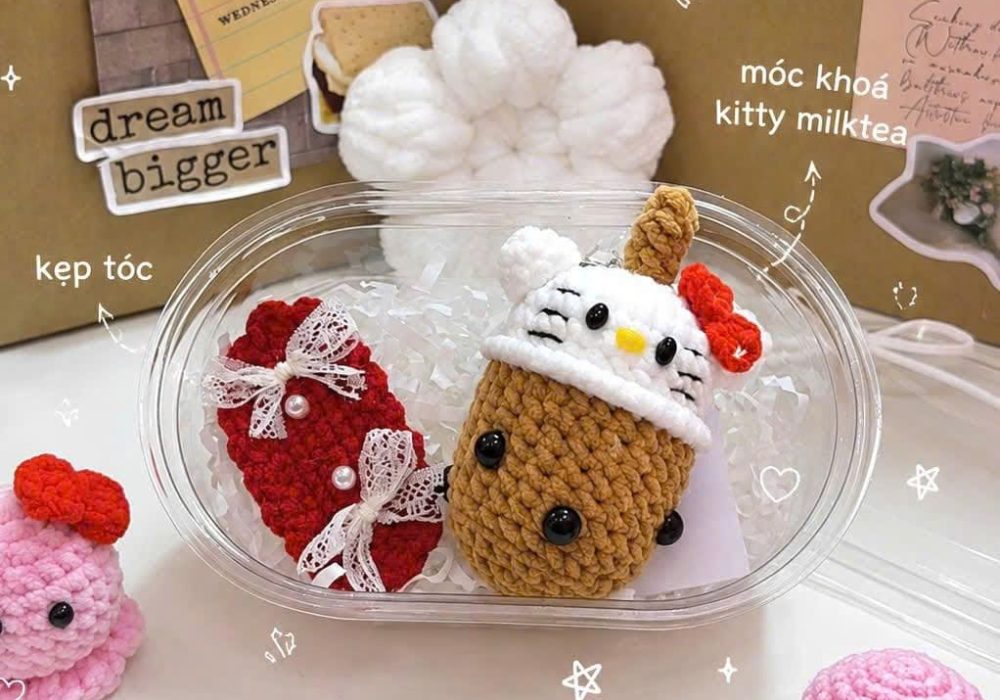 Móc khoá len handmade hình thú tại Tiệm Nhà Kem Đà Nẵng